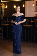 Marineblau Standesamtkleid Lang ABU4973