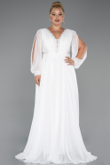 Kleider in Großen Größen Lang Chiffon Weiß ABU5276