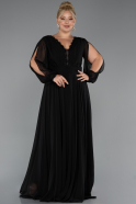 Kleider in Großen Größen Lang Chiffon Schwarz ABU5276