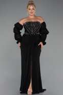 Abendkleid in Übergröße Lang Chiffon Schwarz ABU5242
