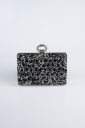 Schwarz-Silber Abendtasche SH830