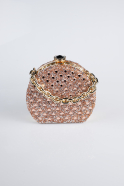 Abendtasche Steinbesetzt Gold-Altrosa SH854