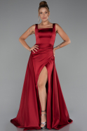 Weinrot Abendkleid Satin Lang ABU4715
