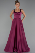 Pflaume Abendkleid Satin Lang ABU5136
