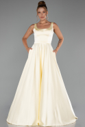 Gelb Abendkleid Satin Lang ABU5136