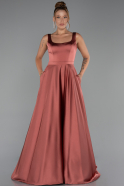 Zimtfarben Abendkleid Satin Lang ABU5136