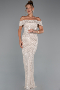 Beige Abendkleid Lang ABU5186