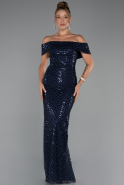 Marineblau Abendkleid Lang ABU5186
