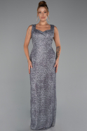 Anthrazit Abendkleid Perlenbesetzt Lang ABU5187