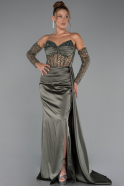 Abendkleid Lang Satin Khaki ABU5288