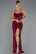 Fuchsie Abendkleid Schuppig Lang ABU4842