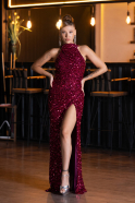 Fuchsie Abendkleid Schuppig Lang ABU5135