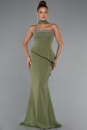 Abendkleid im Meerjungfrau-Stil Lang Khaki ABU5329