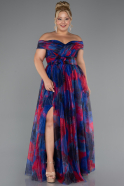 Abendkleid in Übergröße Lang Marineblau ABU5263