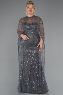 Brautkleid In Übergröße Lang Perlenbesetzt Anthrazit ABU5328