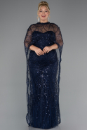 Brautkleid In Übergröße Lang Perlenbesetzt Marineblau ABU5328
