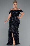 Abendkleid in Übergröße Lang Marineblau ABU5232