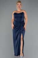 Abendkleid in Übergröße Lang Marineblau ABU5340