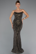 Abendkleid Lang Perlenbesetzt Khaki ABU5345