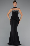 Schwarz Abendkleid İm Meerjungfrau-Stil Lang ABU5329