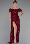 Fuchsie Abendkleid Schuppig Lang ABU4843