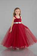 Weinrot Abendkleid Für Kinder Lang ABU3031