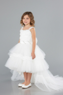 Abendkleid für Kinder Vorne Kurz-Hinten Lang Weiß ABO115