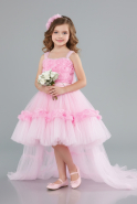 Abendkleid für Kinder Vorne Kurz-Hinten Lang Puder ABO115