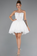 Brautkleid in Großen Größen Mini Spitze Weiß ABG165