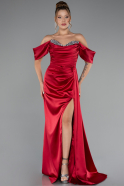 Weinrot Abendkleid Satin Lang ABU2661
