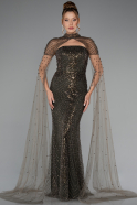 Abendkleid Lang Perlenbesetzt Khaki ABU5363