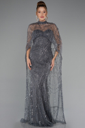 Anthrazit Abendkleid Lang ABU4517