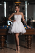 Hochzeitskleider Mini Spitze Weiß ABG164