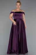 Kleider in Großen Größen Lang Satin Violett dunkel ABU5346