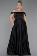 Kleider in Großen Größen Lang Satin Schwarz ABU5346