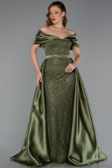 Abendkleid Lang Perlenbesetzt Khaki ABU5400