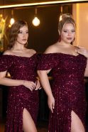 Abendkleid Lang Schuppig Fuchsie ABU5594