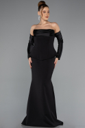 Abendkleid im Meerjungfrau-Stil Lang Schwarz ABU5421