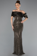 Abendkleid Lang Perlenbesetzt Khaki ABU5434