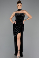 Abendkleid Lang Samt Schwarz ABU4405