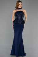 Abendkleid Lang Chiffon Marineblau ABU5457
