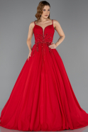 Verlobungskleid In Übergröße Lang Chiffon Rot ABU5469