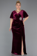 Weinrot Einladung Und Abendkleid İn Übergröße Samt Lang ABU4317