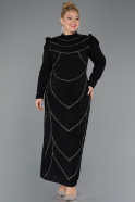 Hijab-Kleid İn Übergröße Lang Schwarz ABU5411