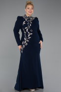 Hijab-Kleid İn Übergröße Lang Marineblau ABU5395