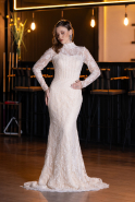Designer Abendkleid im Meerjungfrau-Stil Lang Spitze Gold ABU5462