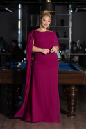 Abendgarderobe in Großen Größen Lang Chiffon Pflaume ABU5419