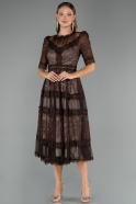 Braun Abendkleid Spitze Midi ABK1388
