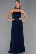 Abendkleid Lang Chiffon Marineblau ABU5486