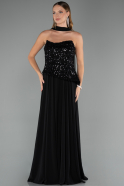 Abendkleid Lang Chiffon Schwarz ABU5486